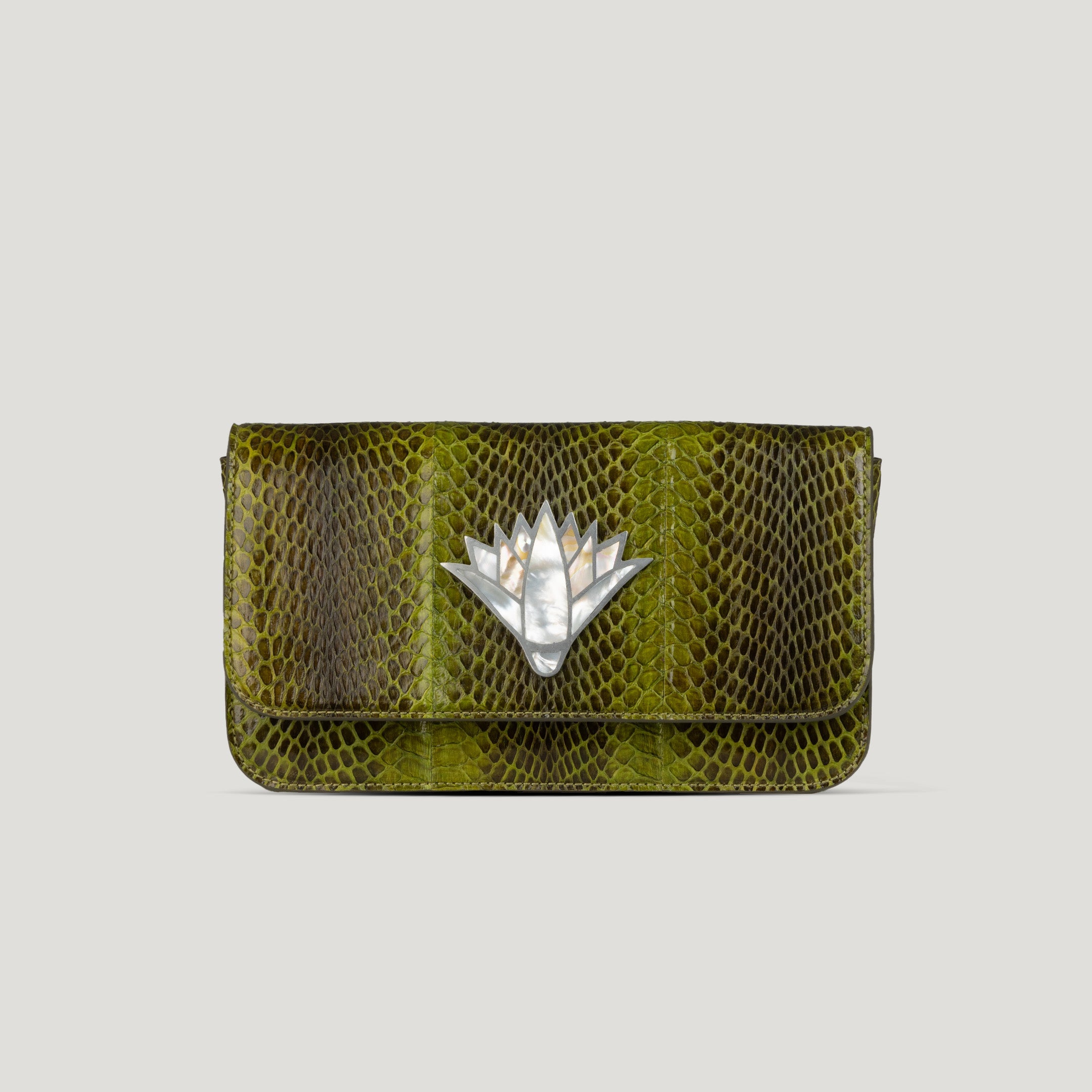 Snakeskin leather women  clutch crossbody bag made in Egypt